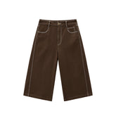 Women's Contrast-Stitched Straight-Leg Denim Shorts